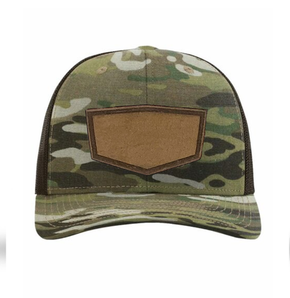 Multicam/ Coyote Brown Richardson Leather Patch Trucker Hat