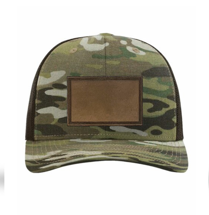 Multicam/ Coyote Brown Richardson Leather Patch Trucker Hat