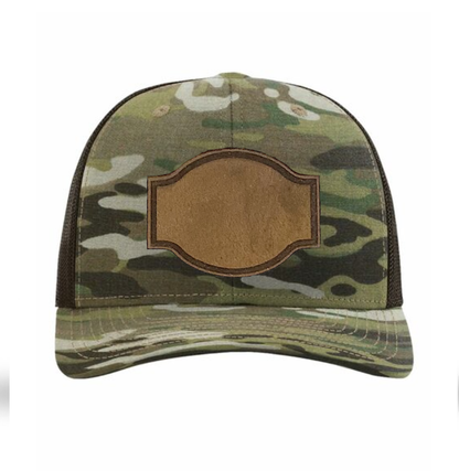 Multicam/ Coyote Brown Richardson Leather Patch Trucker Hat