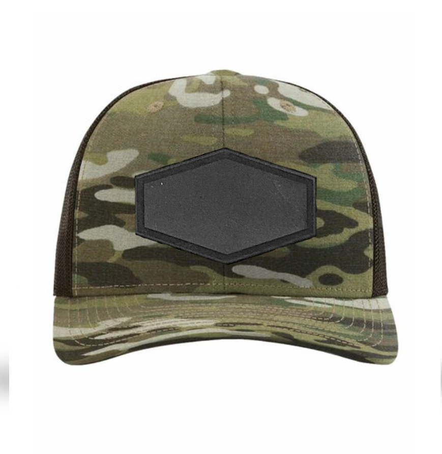 Multicam/ Coyote Brown Richardson Leather Patch Trucker Hat