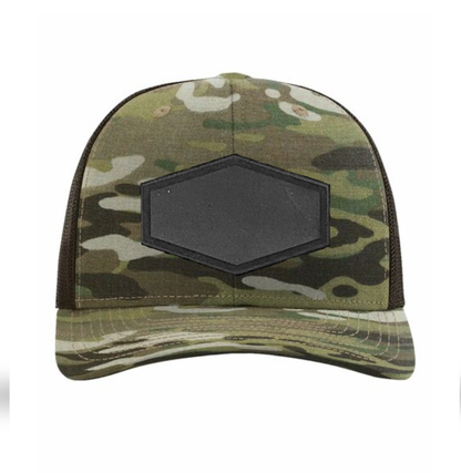 Multicam/ Coyote Brown Richardson Leather Patch Trucker Hat