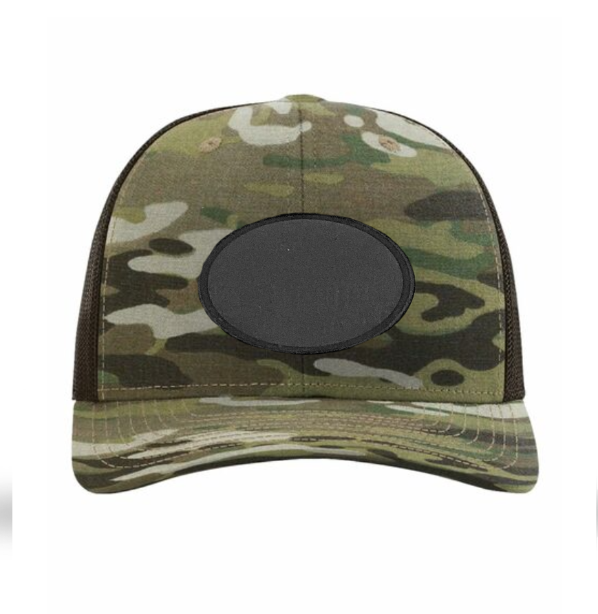 Multicam/ Coyote Brown Richardson Leather Patch Trucker Hat