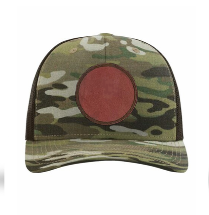 Multicam/ Coyote Brown Richardson Leather Patch Trucker Hat