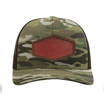 Multicam/ Coyote Brown Richardson Leather Patch Trucker Hat