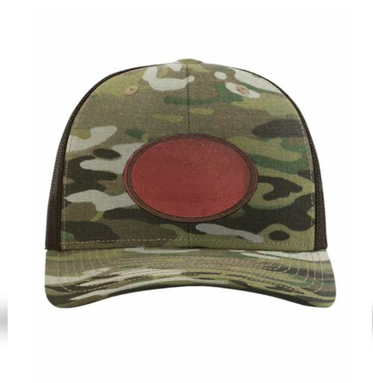 Multicam/ Coyote Brown Richardson Leather Patch Trucker Hat