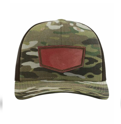 Multicam/ Coyote Brown Richardson Leather Patch Trucker Hat