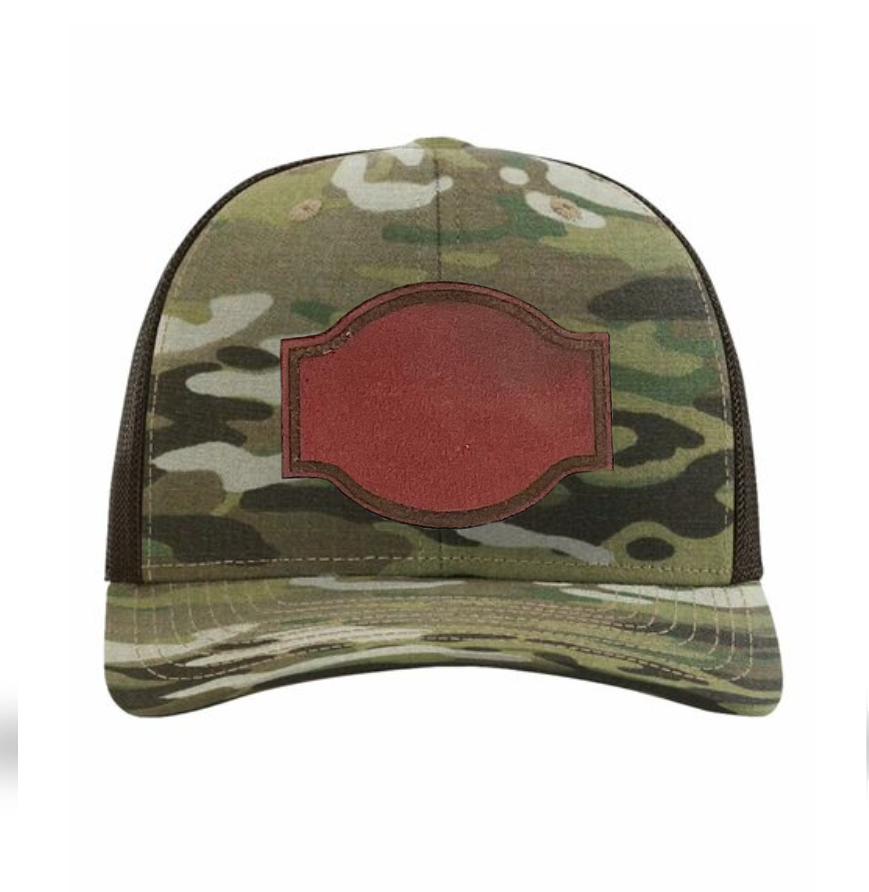 Multicam/ Coyote Brown Richardson Leather Patch Trucker Hat