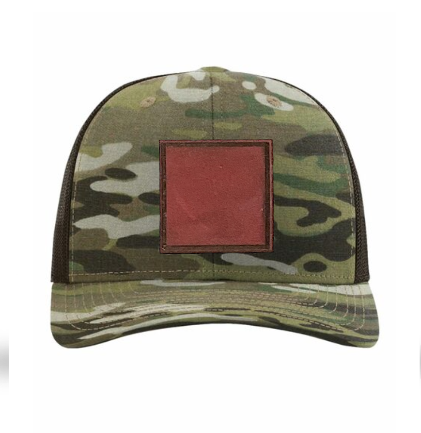 Multicam/ Coyote Brown Richardson Leather Patch Trucker Hat