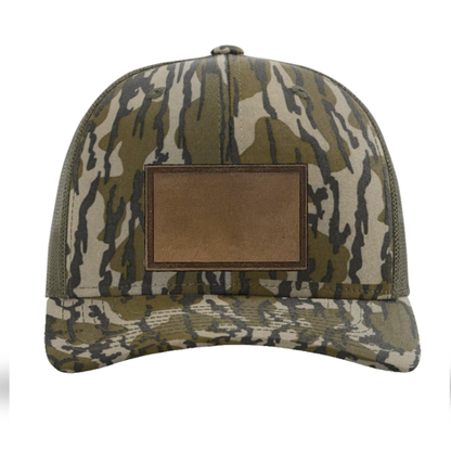 Mossy Oak Bottomland/ Loden Richardson Leather Patch Trucker Hat