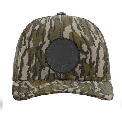 Mossy Oak Bottomland/ Loden Richardson Leather Patch Trucker Hat