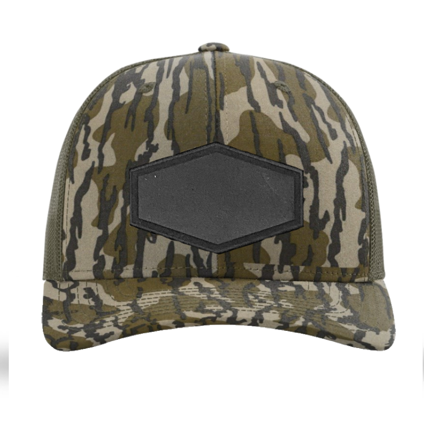 Mossy Oak Bottomland/ Loden Richardson Leather Patch Trucker Hat
