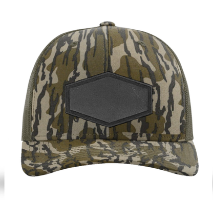 Mossy Oak Bottomland/ Loden Richardson Leather Patch Trucker Hat