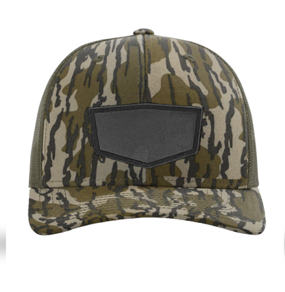 Mossy Oak Bottomland/ Loden Richardson Leather Patch Trucker Hat