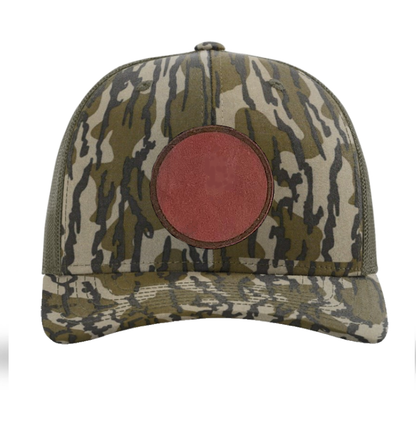 Mossy Oak Bottomland/ Loden Richardson Leather Patch Trucker Hat