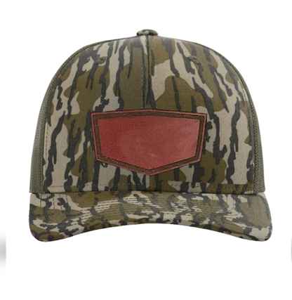 Mossy Oak Bottomland/ Loden Richardson Leather Patch Trucker Hat