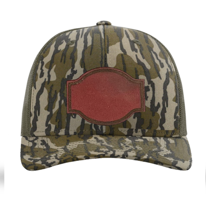 Mossy Oak Bottomland/ Loden Richardson Leather Patch Trucker Hat