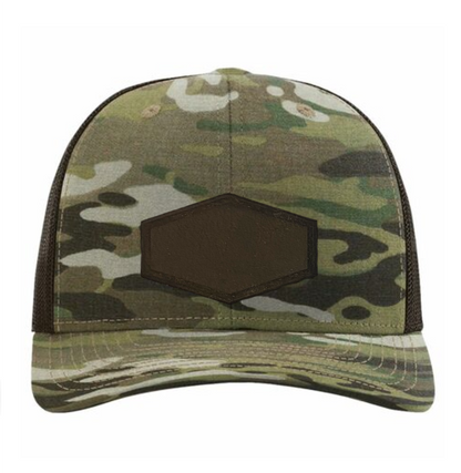 Multicam/ Coyote Brown Richardson Leather Patch Trucker Hat