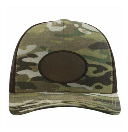 Multicam/ Coyote Brown Richardson Leather Patch Trucker Hat