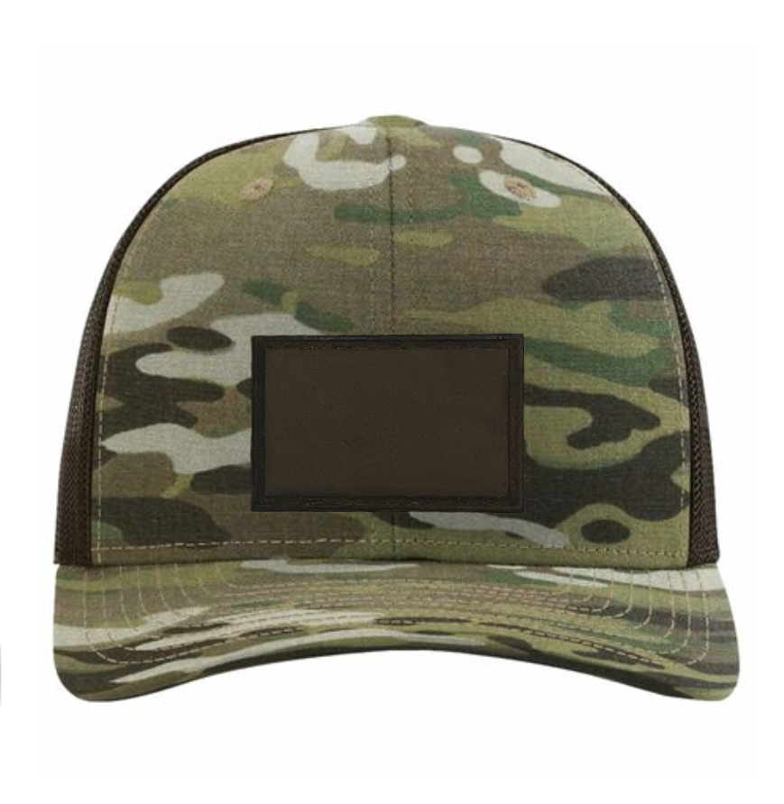 Multicam/ Coyote Brown Richardson Leather Patch Trucker Hat