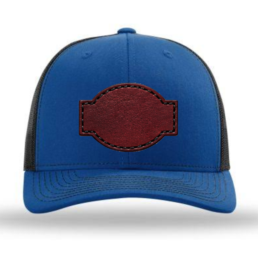 Royal Blue/ Black Richardson Leather Patch Trucker Hat