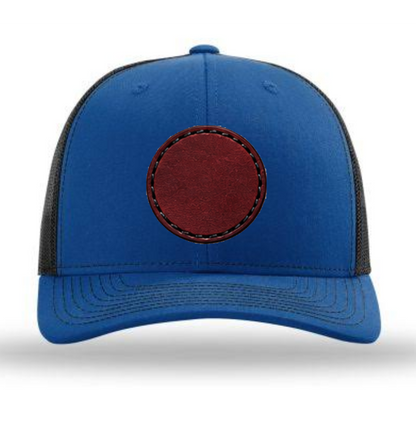 Royal Blue/ Black Richardson Leather Patch Trucker Hat