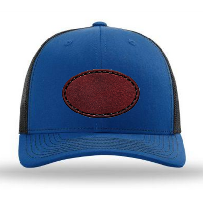 Royal Blue/ Black Richardson Leather Patch Trucker Hat