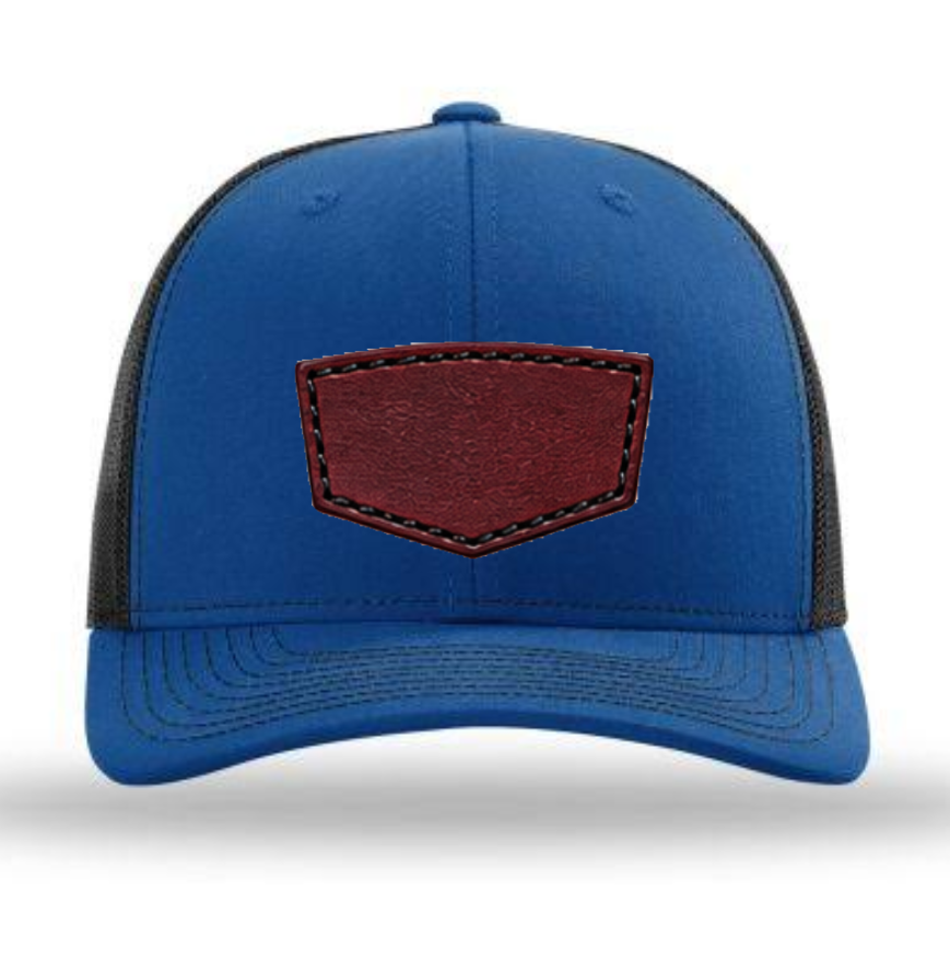Royal Blue/ Black Richardson Leather Patch Trucker Hat