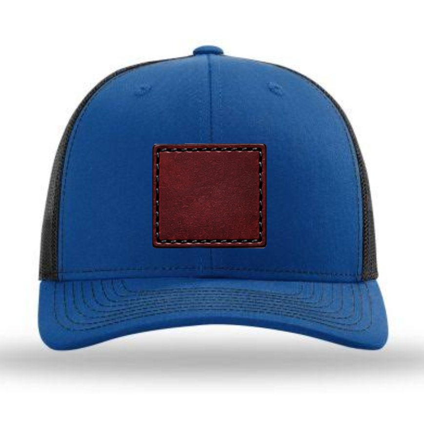 Royal Blue/ Black Richardson Leather Patch Trucker Hat