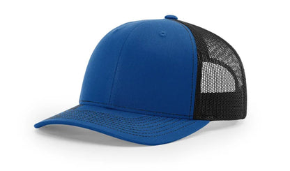 Royal Blue/ Black Richardson Leather Patch Trucker Hat