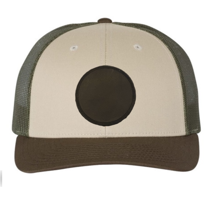 Tan/ Loden/ Brown Richardson Leather Patch Trucker Hat