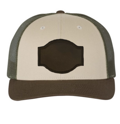 Tan/ Loden/ Brown Richardson Leather Patch Trucker Hat