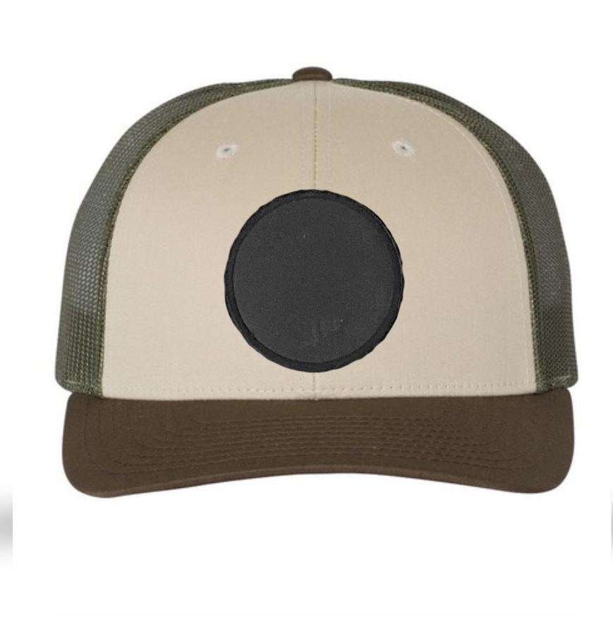 Tan/ Loden/ Brown Richardson Leather Patch Trucker Hat