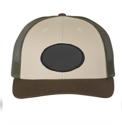 Tan/ Loden/ Brown Richardson Leather Patch Trucker Hat