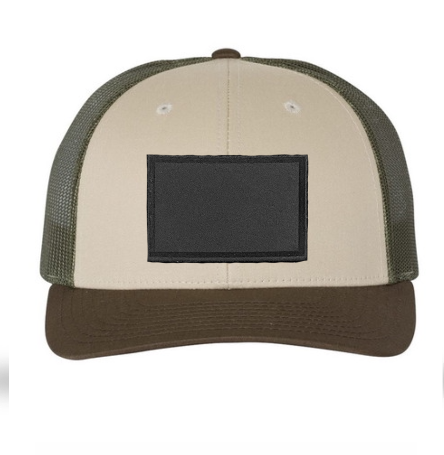 Tan/ Loden/ Brown Richardson Leather Patch Trucker Hat