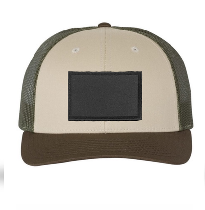 Tan/ Loden/ Brown Richardson Leather Patch Trucker Hat