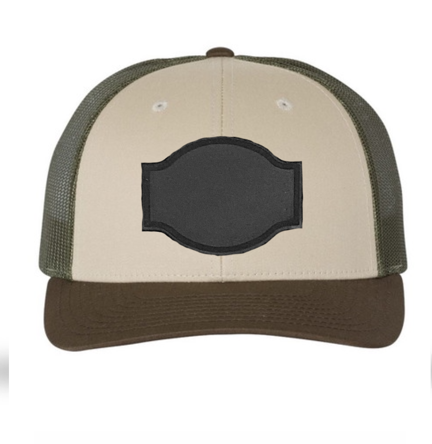 Tan/ Loden/ Brown Richardson Leather Patch Trucker Hat
