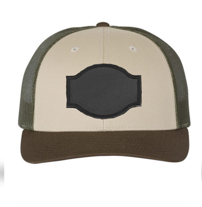 Tan/ Loden/ Brown Richardson Leather Patch Trucker Hat