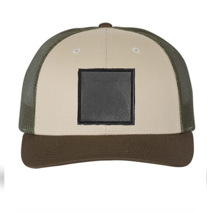 Tan/ Loden/ Brown Richardson Leather Patch Trucker Hat