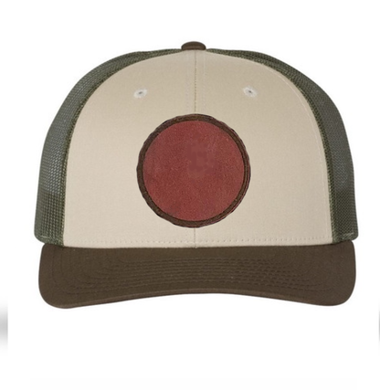 Tan/ Loden/ Brown Richardson Leather Patch Trucker Hat