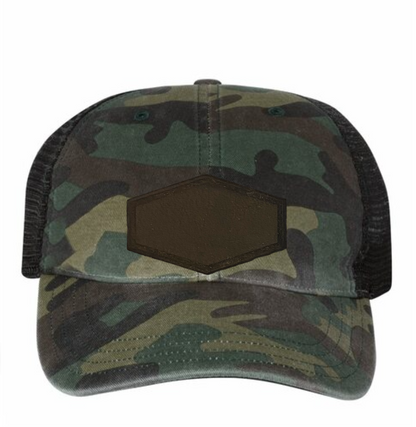 Woodland/ Black Richardson Leather Patch Soft Cap