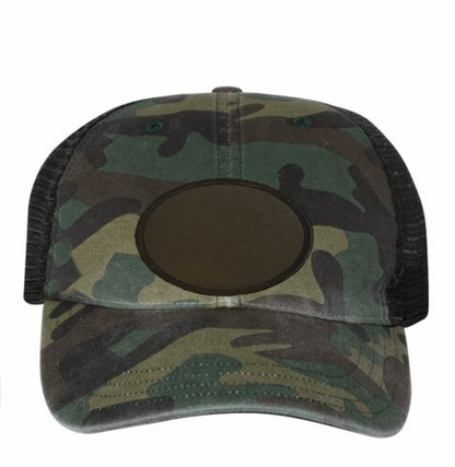 Woodland/ Black Richardson Leather Patch Soft Cap