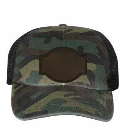 Woodland/ Black Richardson Leather Patch Soft Cap