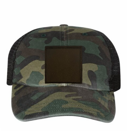 Woodland/ Black Richardson Leather Patch Soft Cap