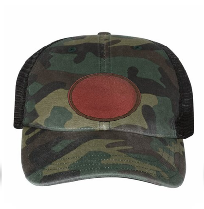 Woodland/ Black Richardson Leather Patch Soft Cap