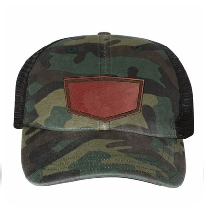 Woodland/ Black Richardson Leather Patch Soft Cap