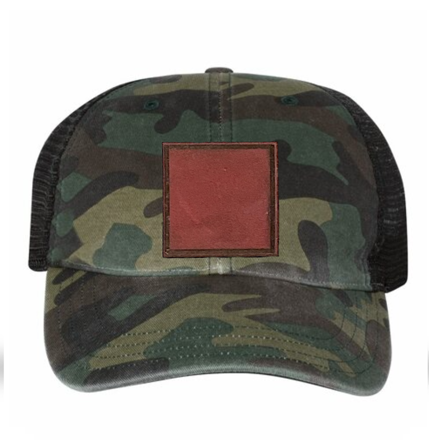 Woodland/ Black Richardson Leather Patch Soft Cap